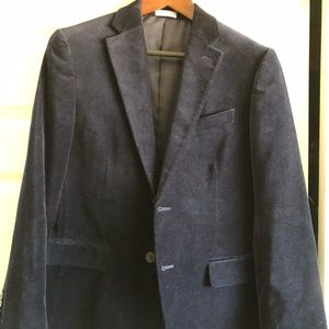 J. Ferrar Navy Blue Velvet Blazer